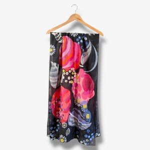 The Met Scarf Relais French Art Pink Black Floral Rectangle 23”x70” Spring Artsy